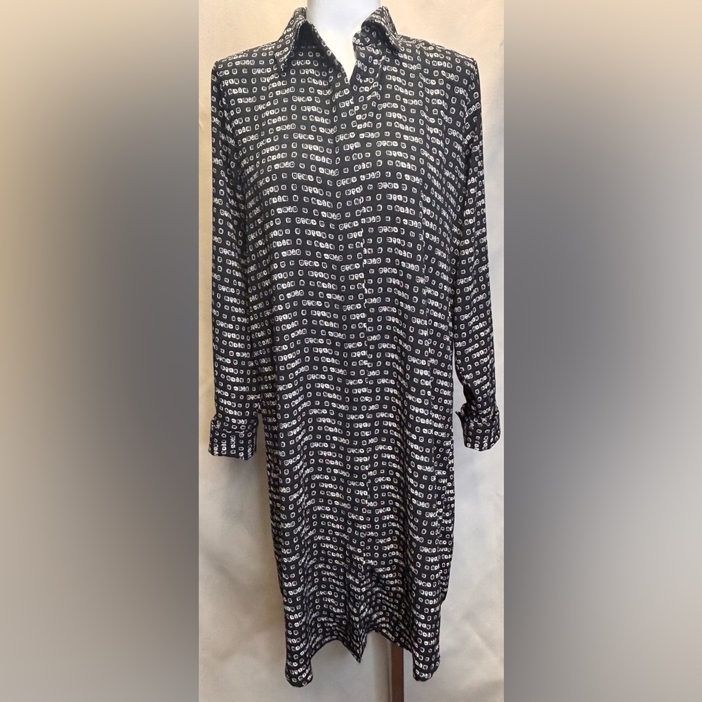 Prologue Black and White Long Sleeve Shirt Dress Size Small